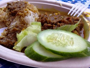 We stopped for some Beef Curry and Rice from the Indian Food street vendor for 60 Baht