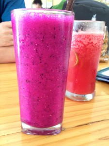 Red Dragon Fruit Shake and Watermelon + Lime Shake at Charlie & Lek's