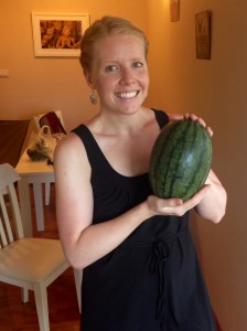 Our tiny, one dollar watermelon.