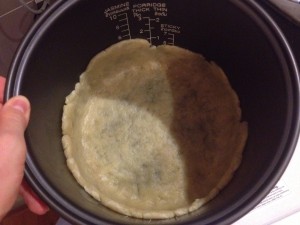 Press that crust into the rice cooker pot!