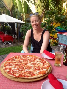 Our enormous pizza at Why Not?