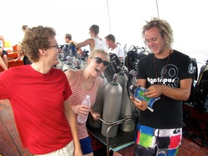 Jack being responsible and teaching us dive things on the boat