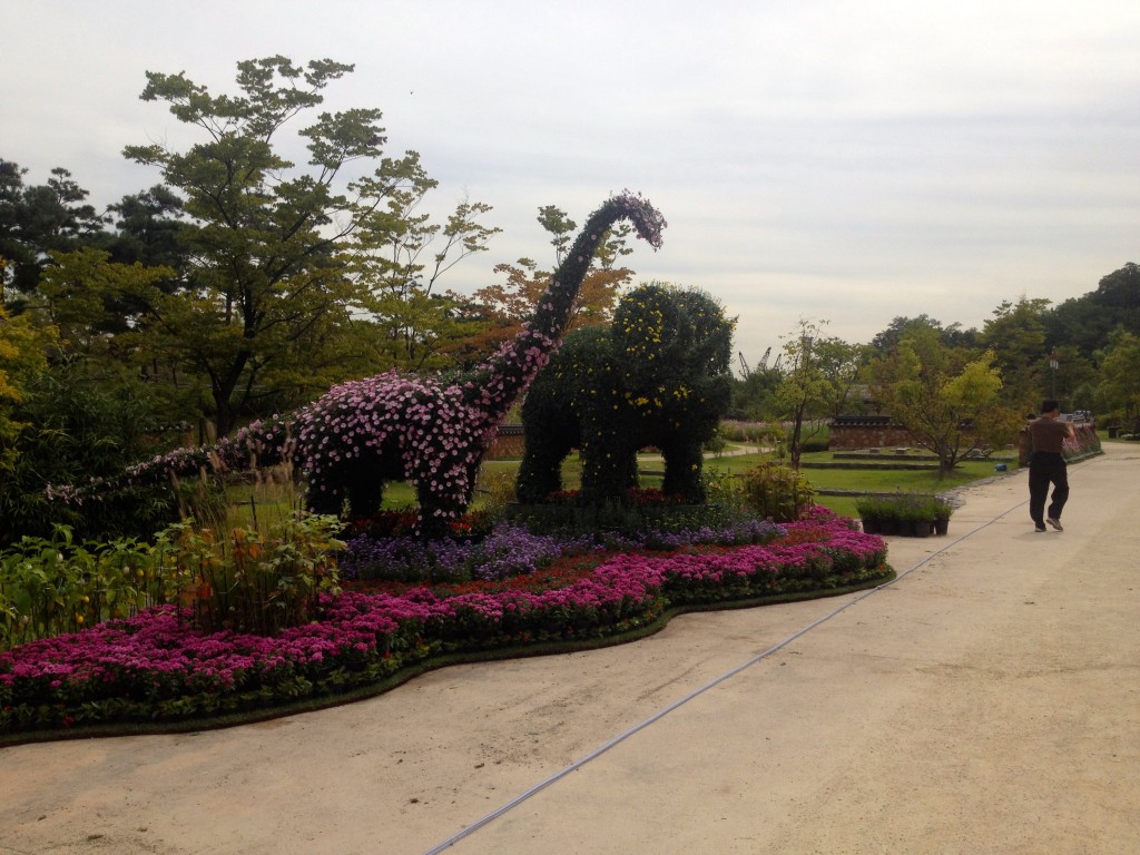 They also have dinosaur-shaped flower exhibits.