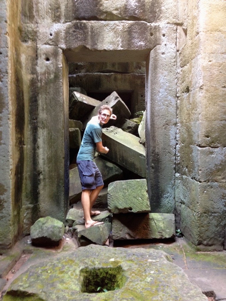 And here's Kevin, busting down walls at Preah Khan.