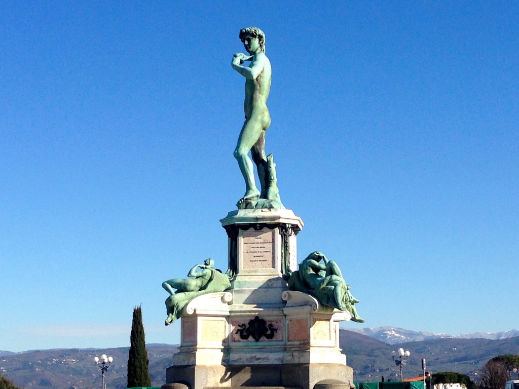 You can't take pictures of the real David statue, but there are replicas all over town. This one lives at the Piazalle Michelangelo viewpoint.
