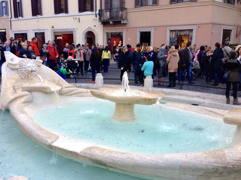 The Sinking Boat Fountain, like all fountains in Rome, is still powered by an aqueduct!