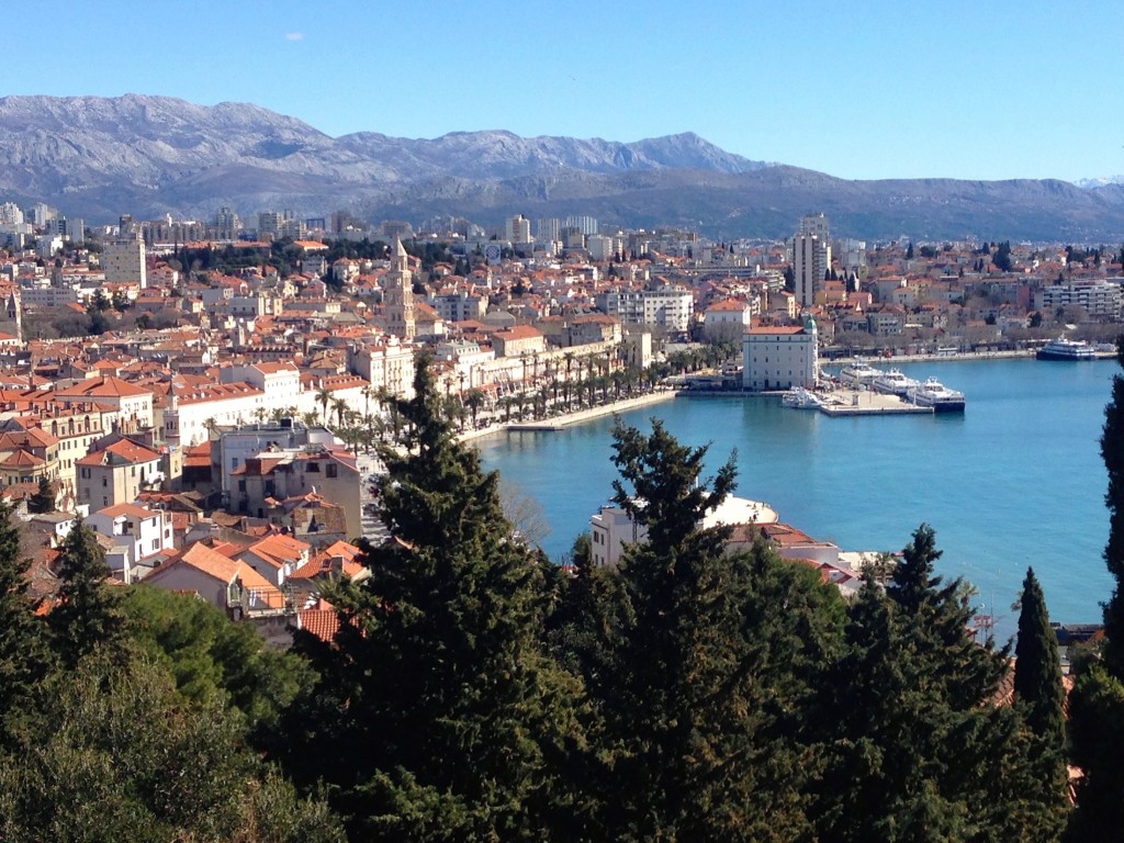 The view of beautiful Split, Croatia from a Marjan Park viewpoint.