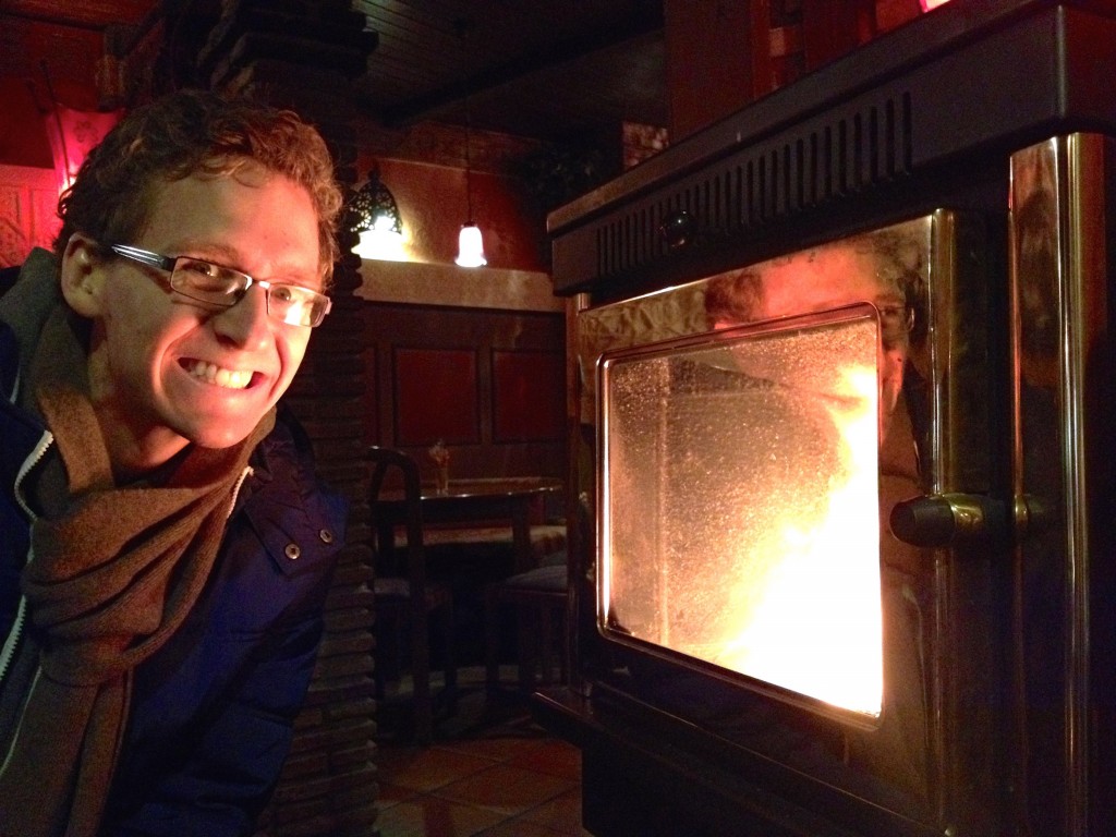 The only thing warm about the service in this cafe in Granada, Spain was the fire. Sigh.