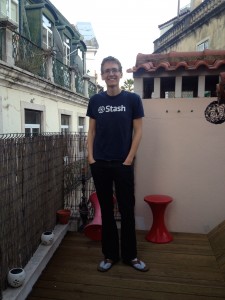 For good measure, here's my husband wearing socks with sandals on the teeny tiny rooftop patio.