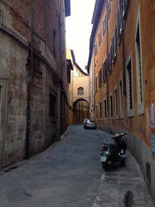Cute, winding streets in Pisa.