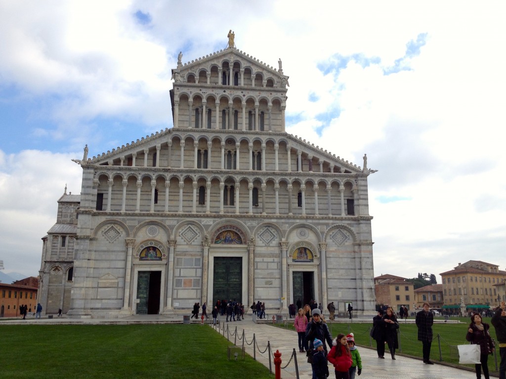 The back of Pisa's Duomo, with its famous bronze doors.