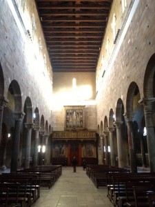 The beautiful wood-beamed interior of the Church of San Frediano.