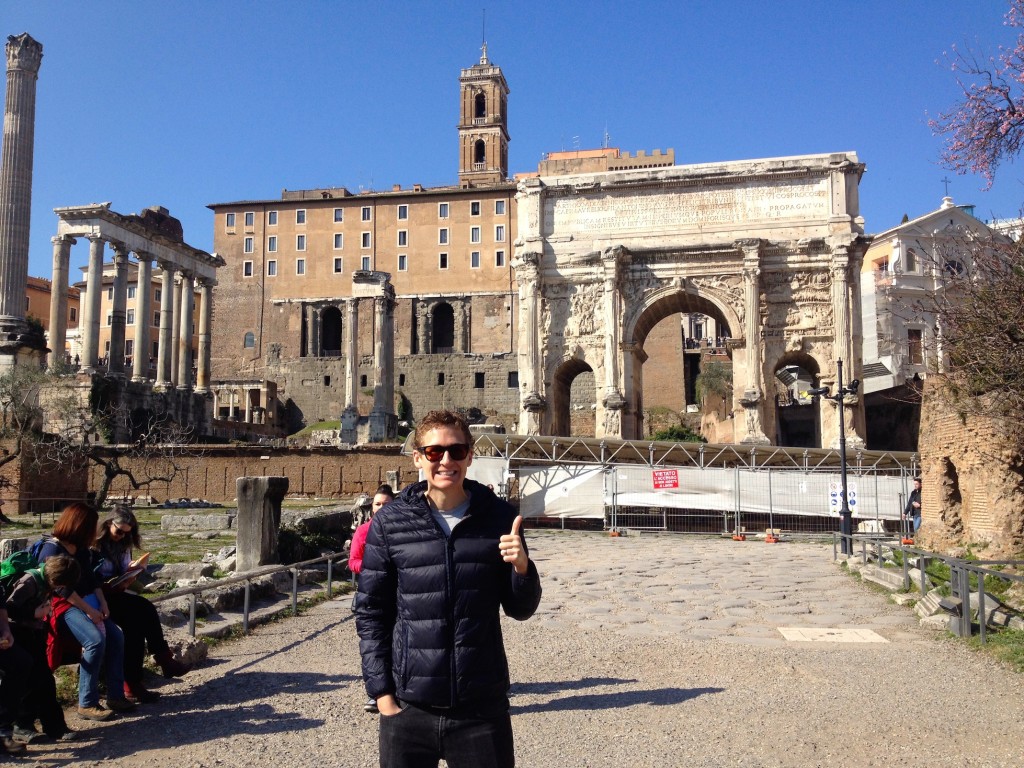 Kevin in front of the Arch of Septemius Severus, built A.D. 203.