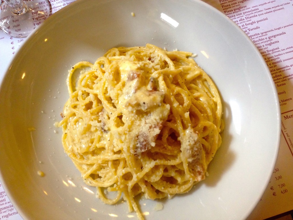 The wonderful Spaghetti alla Carbonara at Trattoria Vecchia.