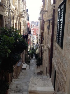 One of Dubrovnik's small little streets in the Old City.