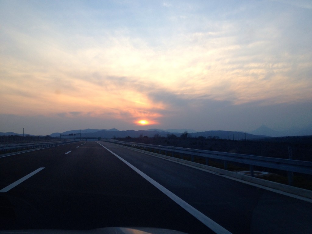 The sunset view on our drive back to Split.