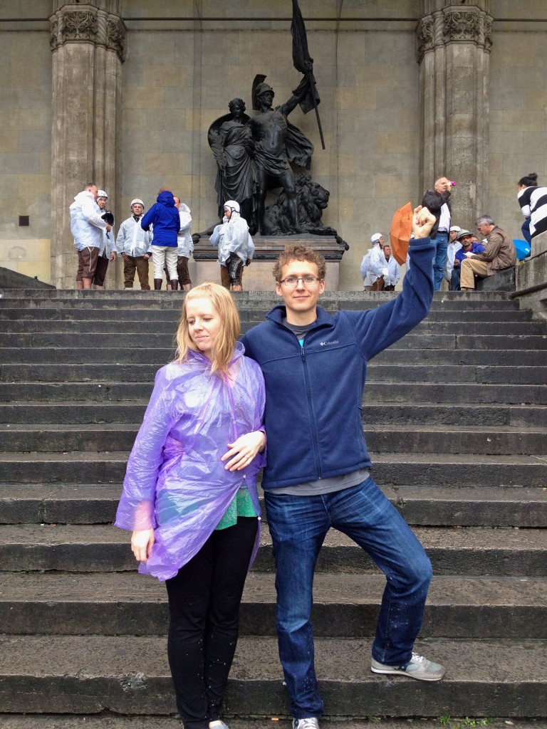 Victory pose in Munich, Germany in 2012.