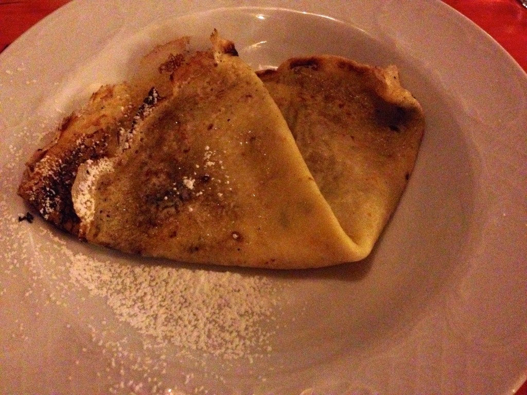 Course #3 was a tasty dessert crepe with jam.