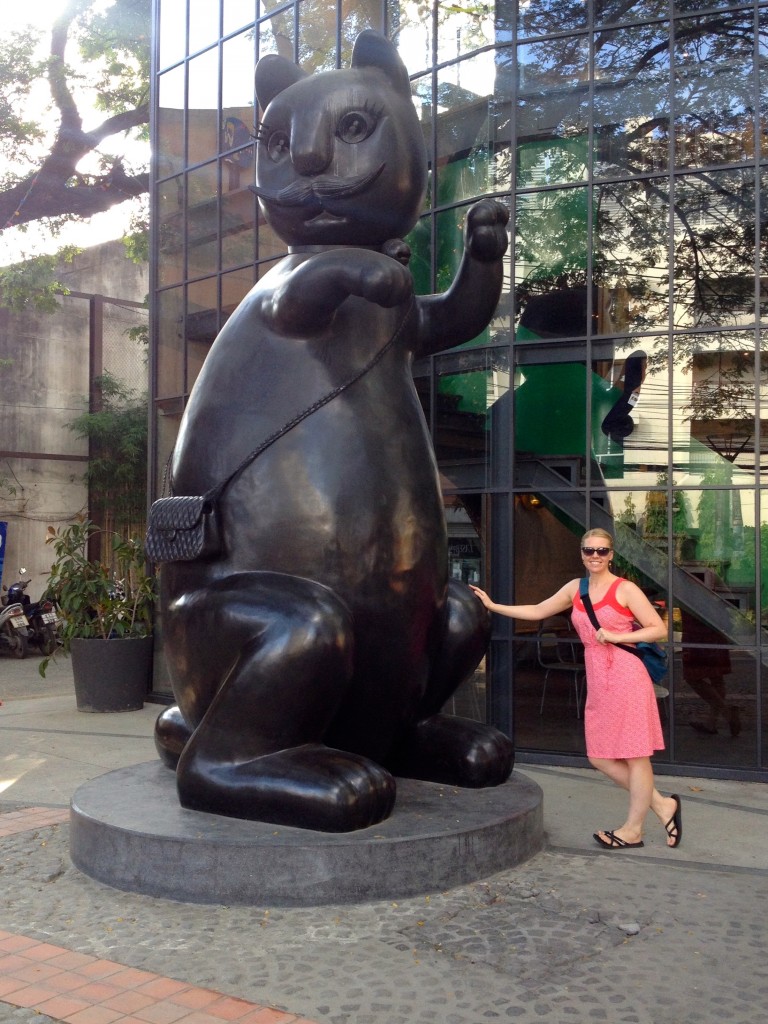 I love a good cat statue with a mustache. Chiang Mai, Thailand.