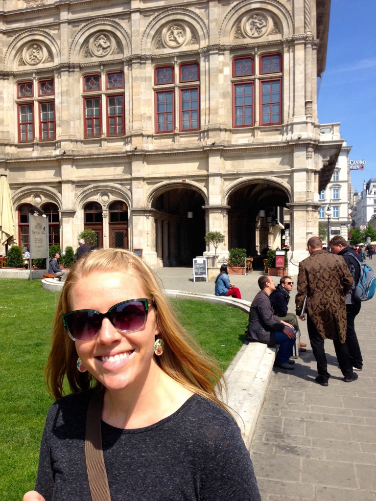 Hanging out in front of the opera house.
