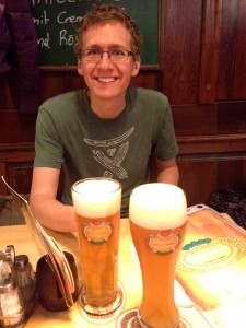 Kevin's in his element at Salm Brau! We really enjoyed having dinner and beers here.