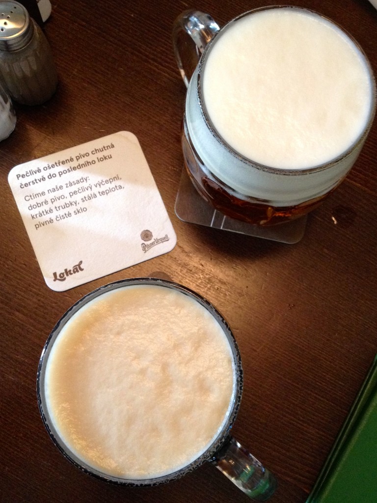 Bottom: Black Beer. Top: Pilsner Urquell.